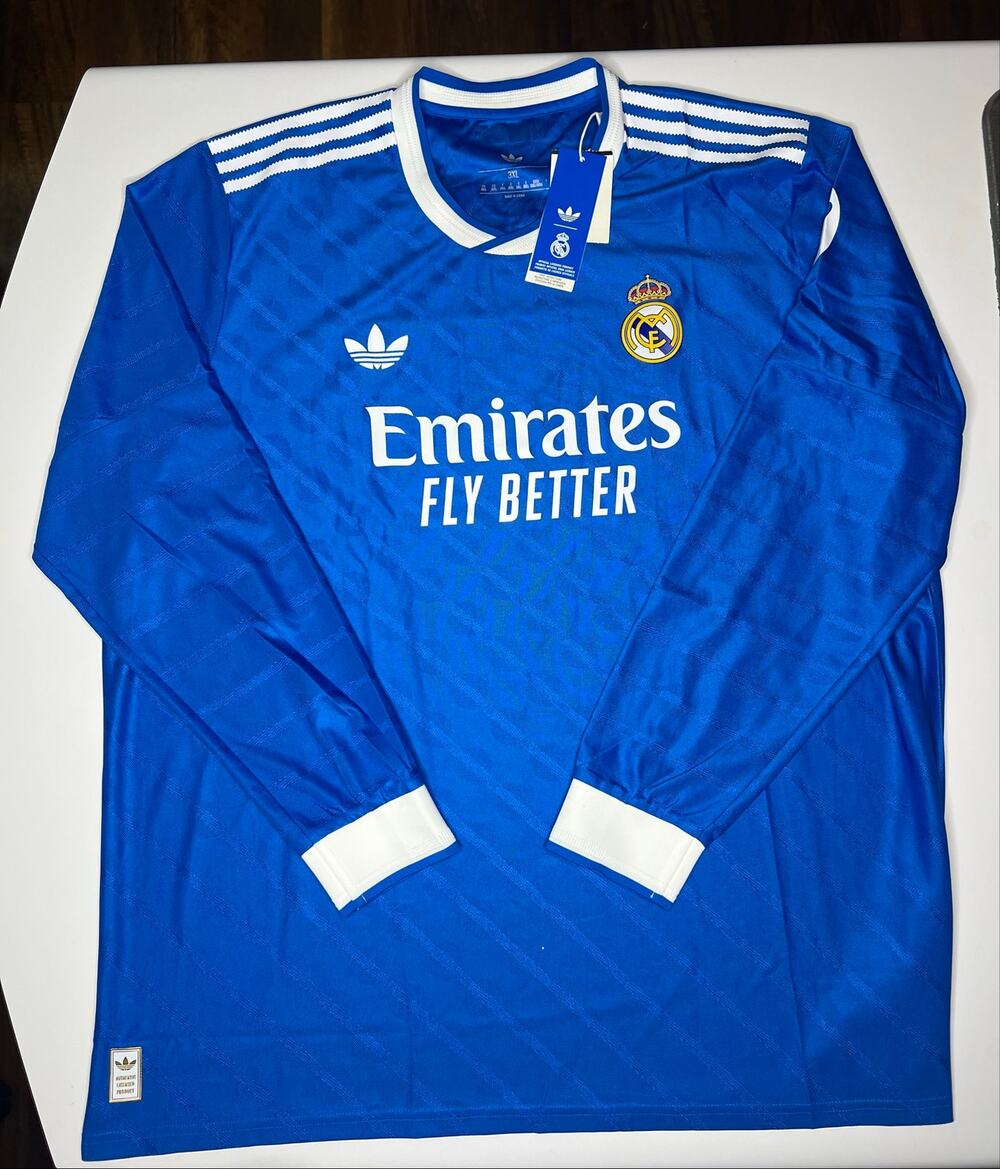 Adidas Real Madrid 25/26 Third Authentic LS Jersey Blue Men Size 3XL